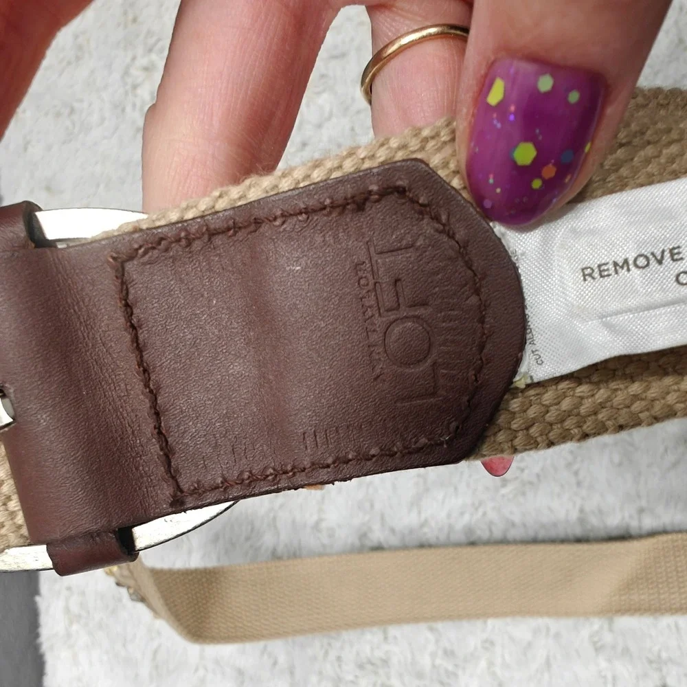 Ann Taylor Loft Bejeweled Canvas Belt Women Bling Glam Boho Embellished Crystals